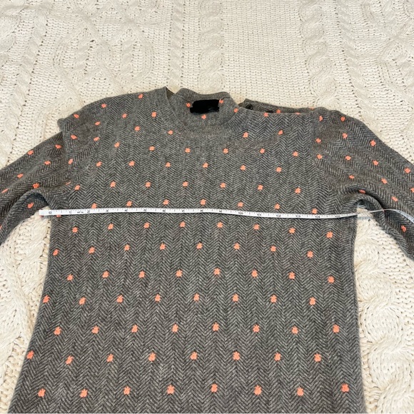 J. Crew Collection 100% Italian Cashmere Pointelle Dot Crewneck Sweater Gray S - Picture 7 of 10